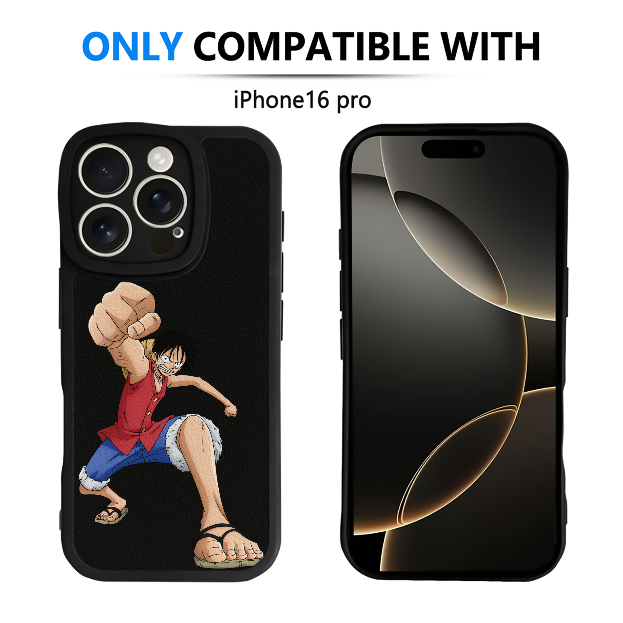 （画像用） ワンピース モンキー・D・ルフィ ONE PIECE Monkey D. Luffy 【iPhone 16シリーズ対応】シリコンスマホケース（レザー調） 材質：シリコン